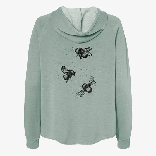 American Bumblebee Trio - Bombus Pensylvanicus - Women's Cali Wave Zip-Up Sweatshirt