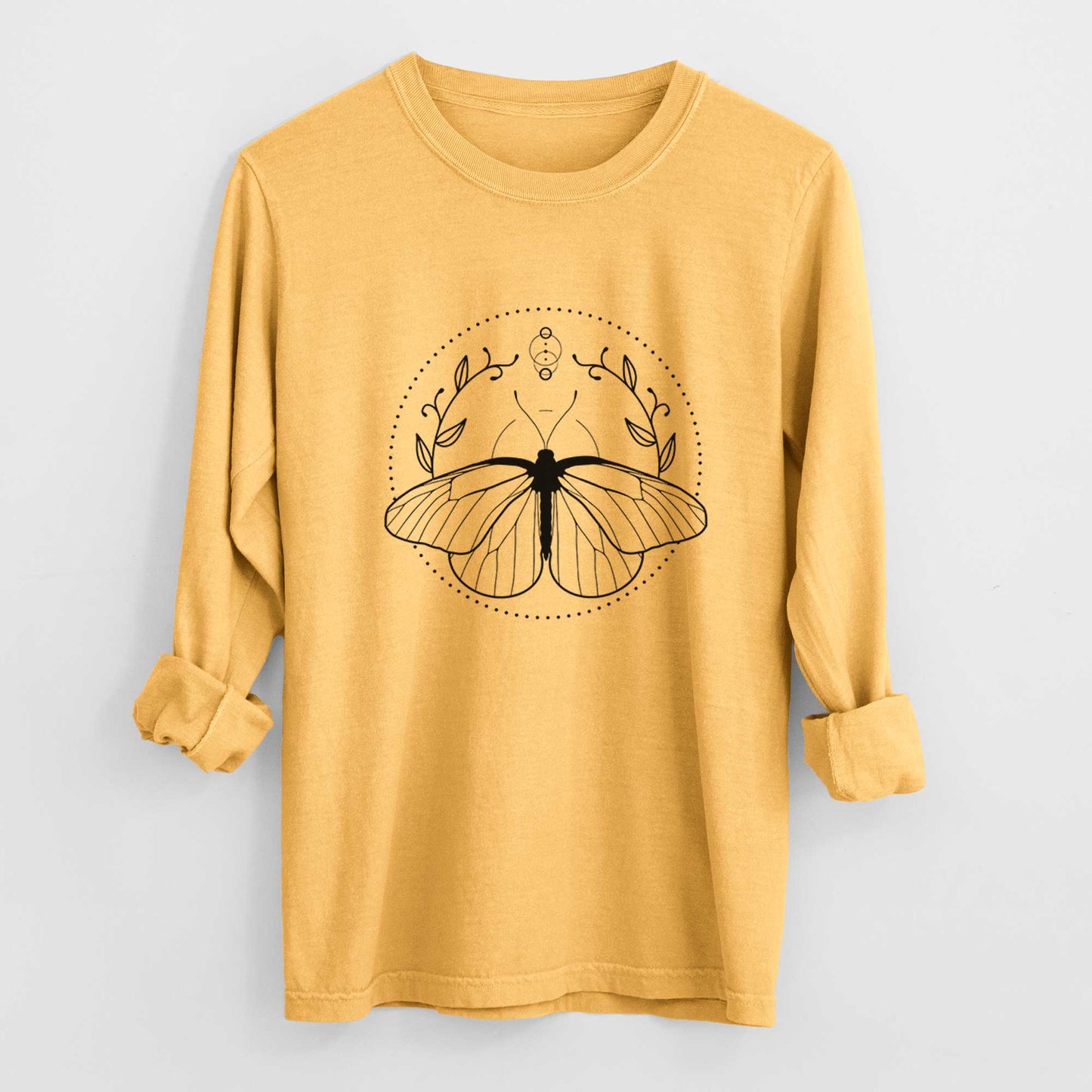 Aporia crataegi - Black Veined White Butterfly - Heavyweight 100% Cotton Long Sleeve