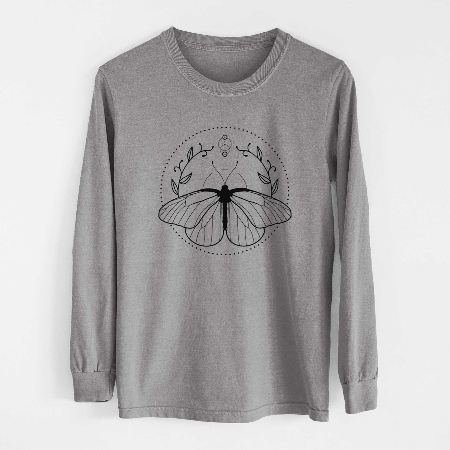Aporia crataegi - Black Veined White Butterfly - Heavyweight 100% Cotton Long Sleeve