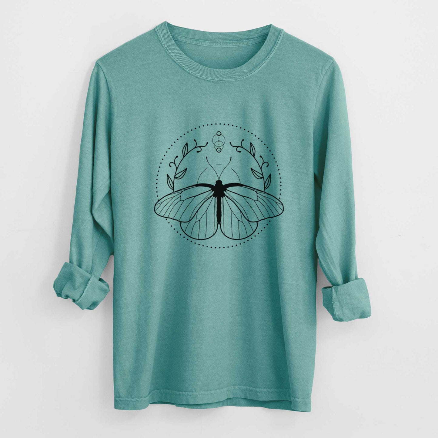 Aporia crataegi - Black Veined White Butterfly - Heavyweight 100% Cotton Long Sleeve