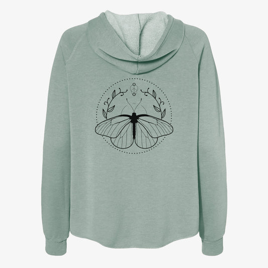 Aporia crataegi - Black Veined White Butterfly - Women's Cali Wave Zip-Up Sweatshirt