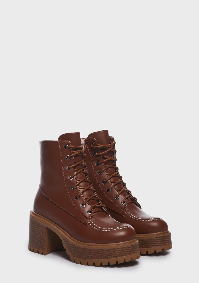 Coffee Juvenile Rebel Platform Boots