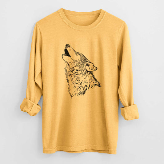 Canis lupus - Grey Wolf Howling - Heavyweight 100% Cotton Long Sleeve