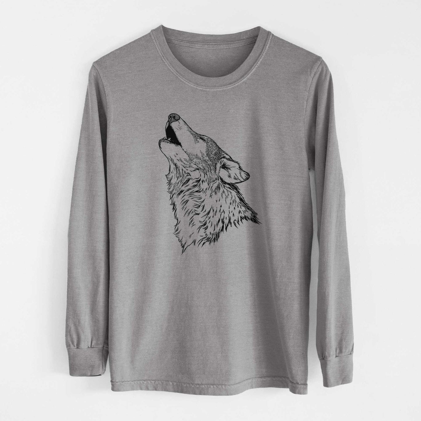 Canis lupus - Grey Wolf Howling - Heavyweight 100% Cotton Long Sleeve