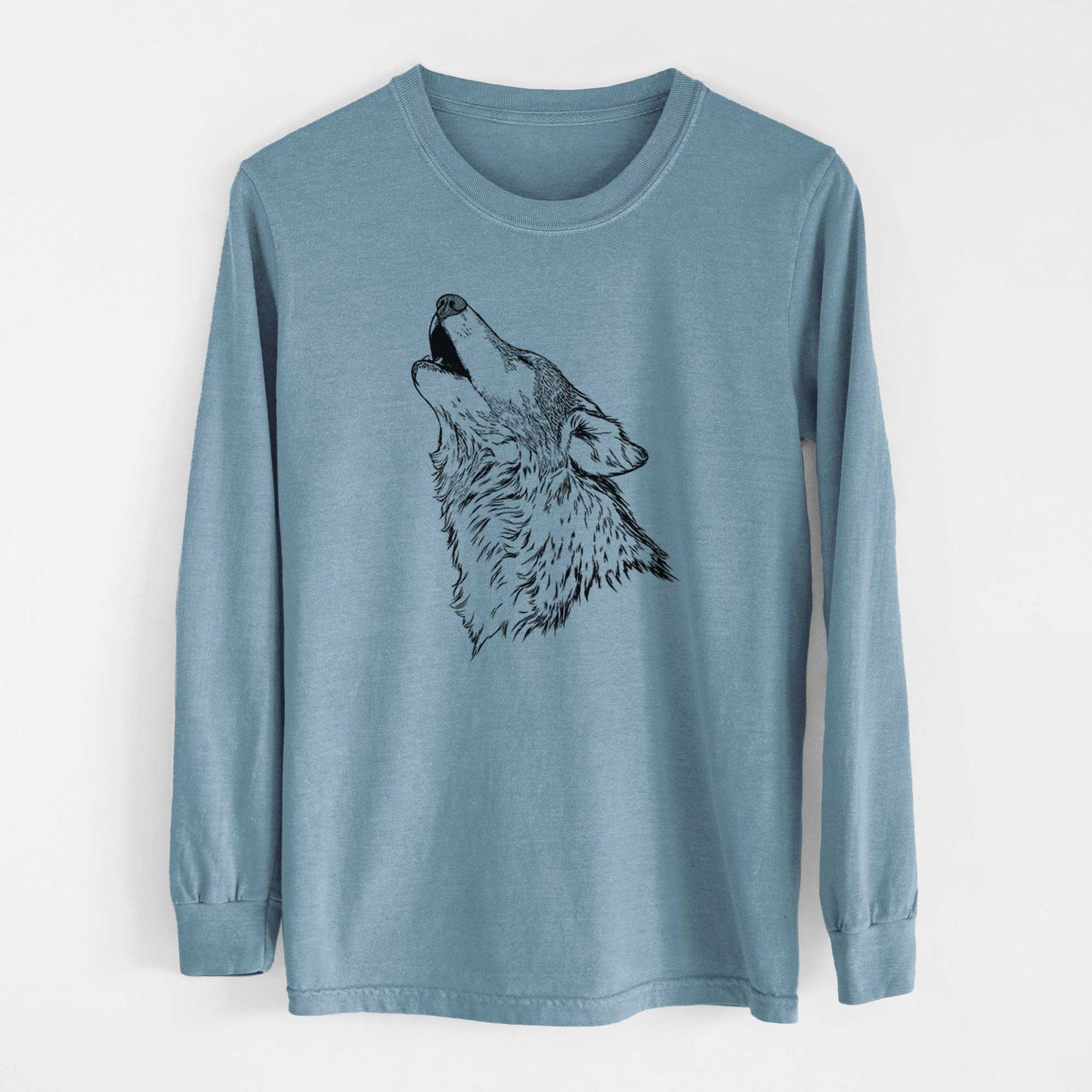 Canis lupus - Grey Wolf Howling - Heavyweight 100% Cotton Long Sleeve