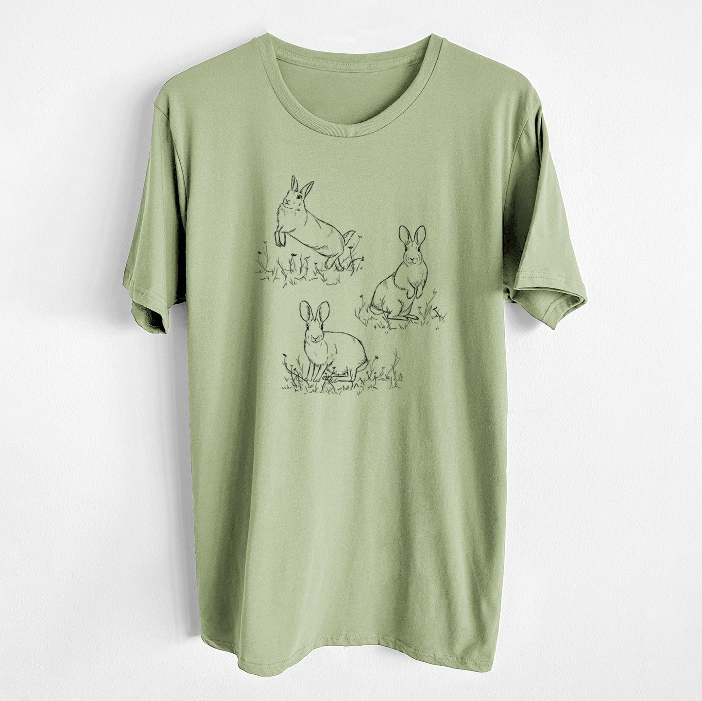 Eastern Cottontail Rabbit Trio - Sylvilagus floridanus - Unisex Crewneck - Made in USA - 100% Organic Cotton