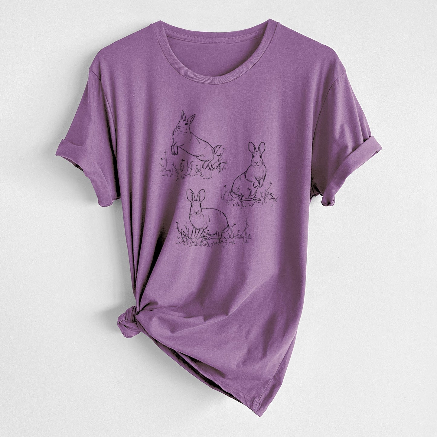 Eastern Cottontail Rabbit Trio - Sylvilagus floridanus - Unisex Crewneck - Made in USA - 100% Organic Cotton