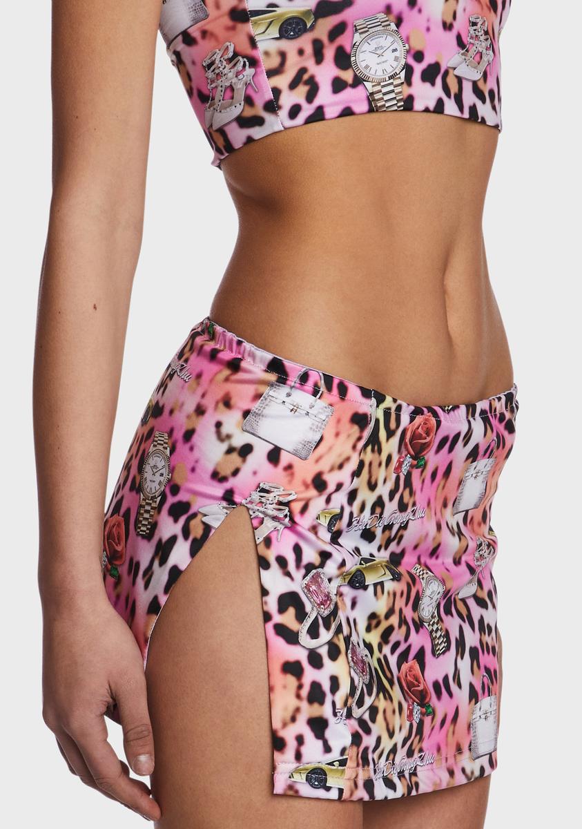 Leopard Print Mini Skirt Set