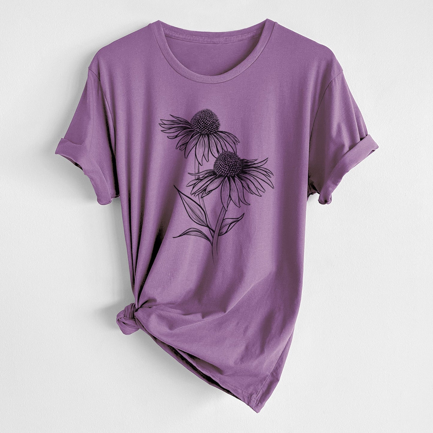 Coneflower - Echinacea purpurea - Unisex Crewneck - Made in USA - 100% Organic Cotton
