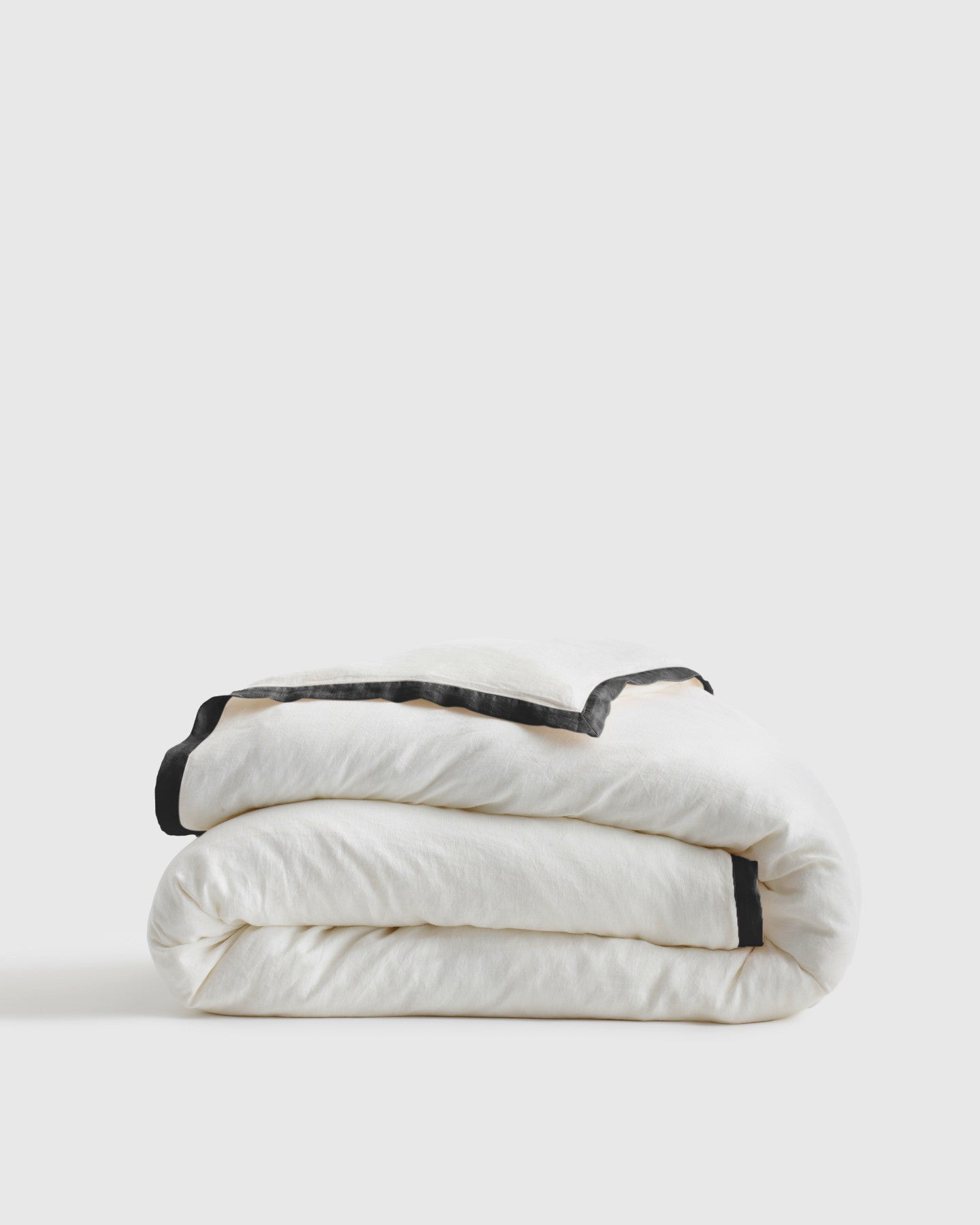 European Linen Contrast Flange Duvet Cover