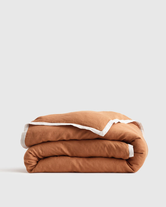 European Linen Contrast Flange Duvet Cover