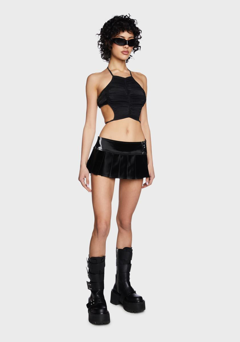 Modulation Liquid Velvet Pleated Micro Skirt