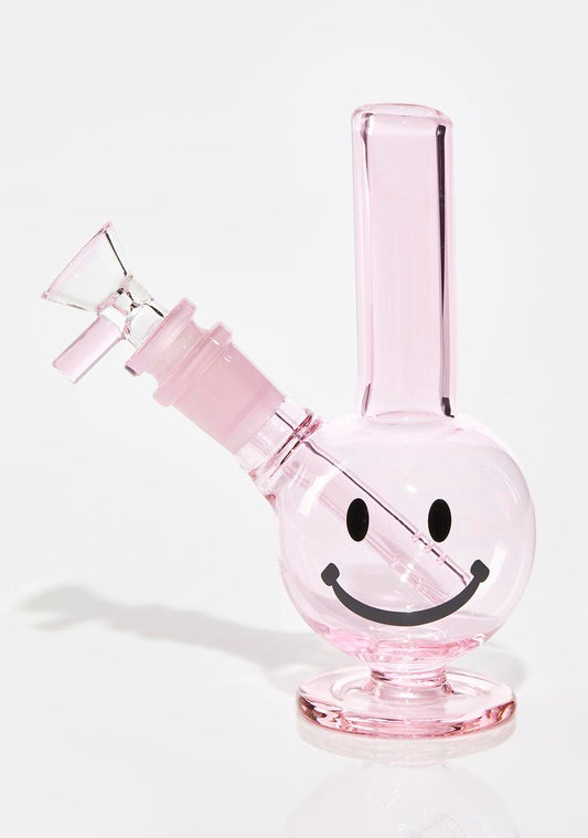 Pink Happy Face Mini Bong