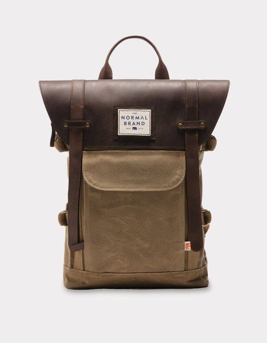 Top Side Leather Backpack - Tan