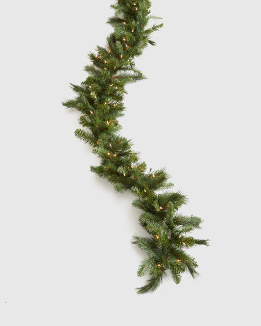 Mixed Pine Lit Garland 9'