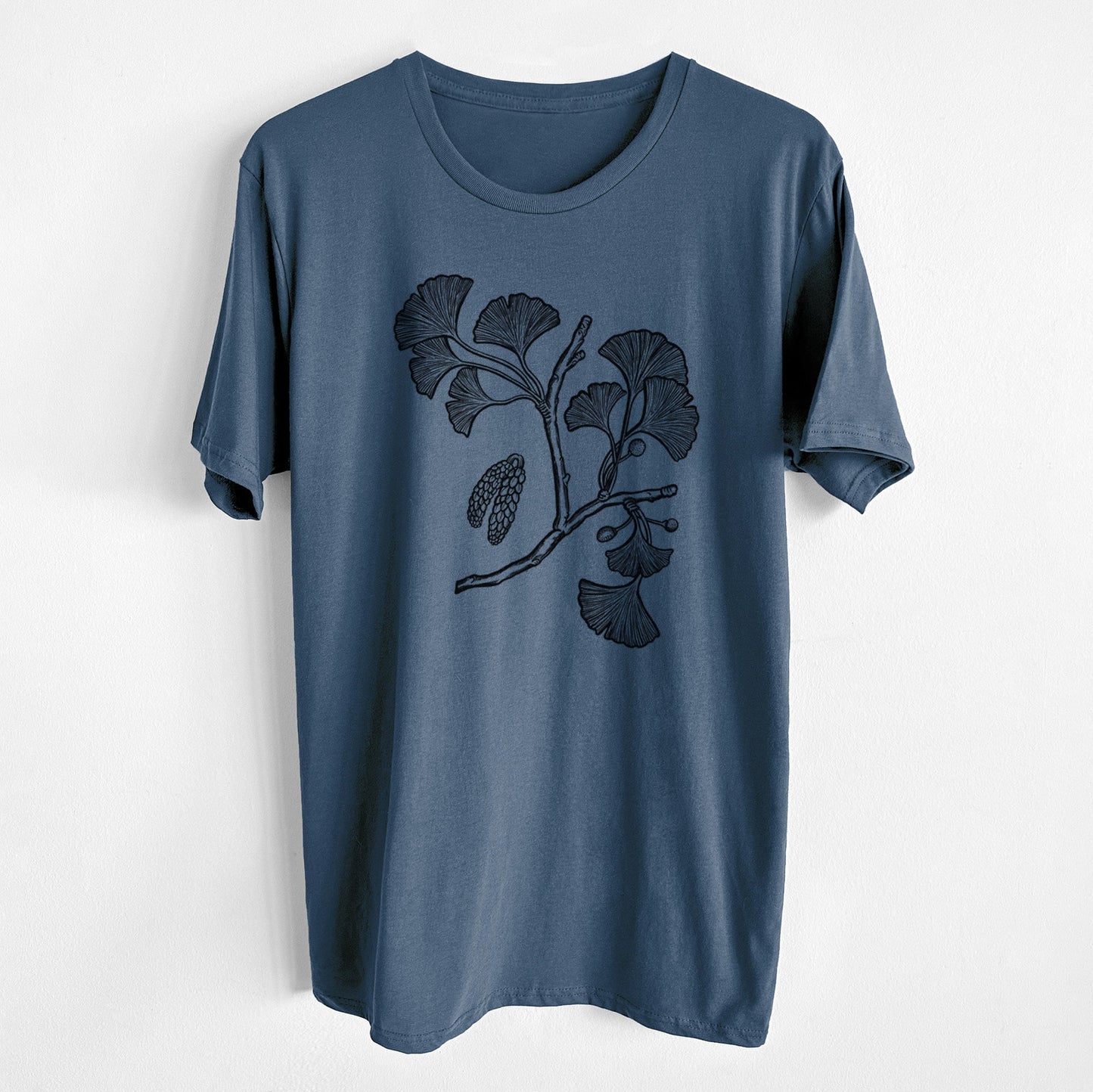 Ginkgo Biloba - Ginkgo Tree Stem with Leaves - Unisex Crewneck - Made in USA - 100% Organic Cotton