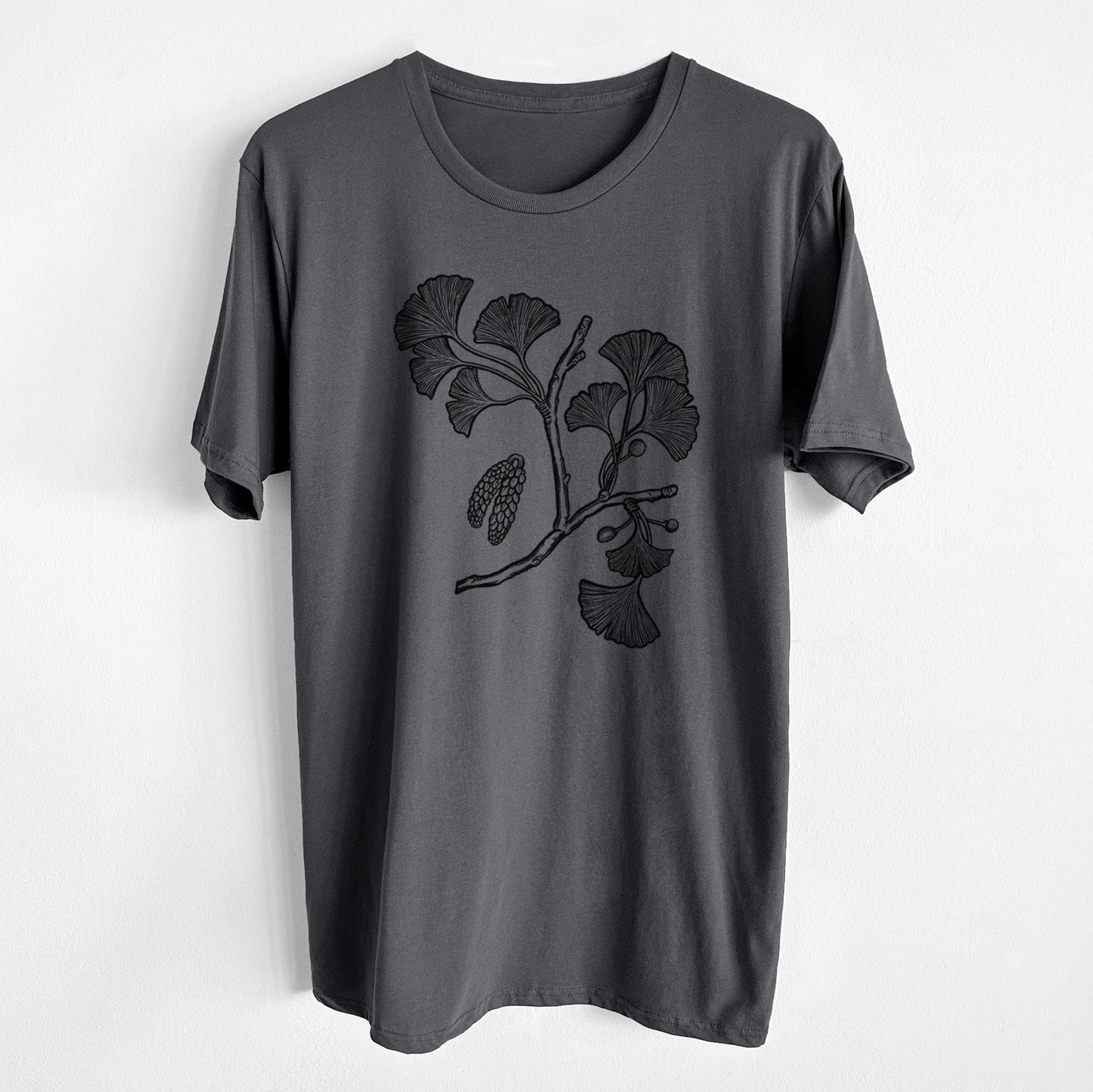 Ginkgo Biloba - Ginkgo Tree Stem with Leaves - Unisex Crewneck - Made in USA - 100% Organic Cotton