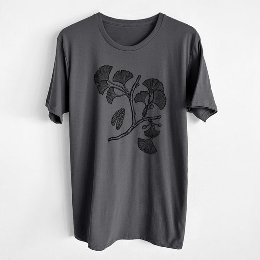 Ginkgo Biloba - Ginkgo Tree Stem with Leaves - Unisex Crewneck - Made in USA - 100% Organic Cotton