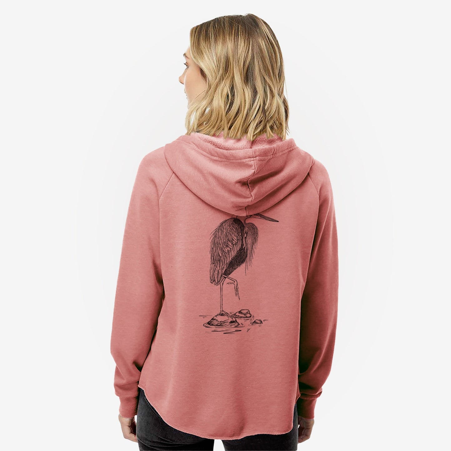 Ardea herodias - Great Blue Heron - Women's Cali Wave Zip-Up Sweatshirt