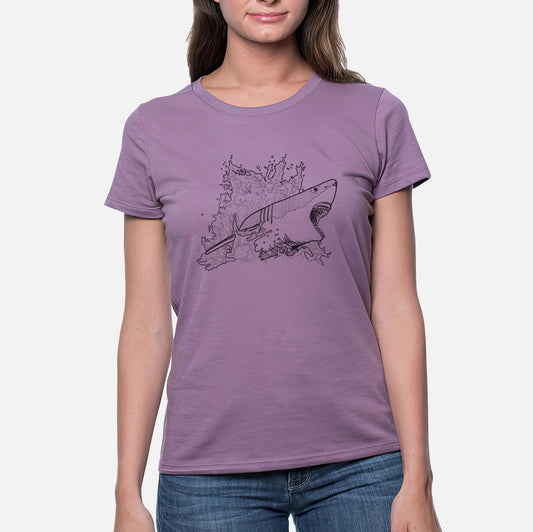 Great White Shark in Water - Women's Crewneck - Made in USA - 100% Organic Cotton