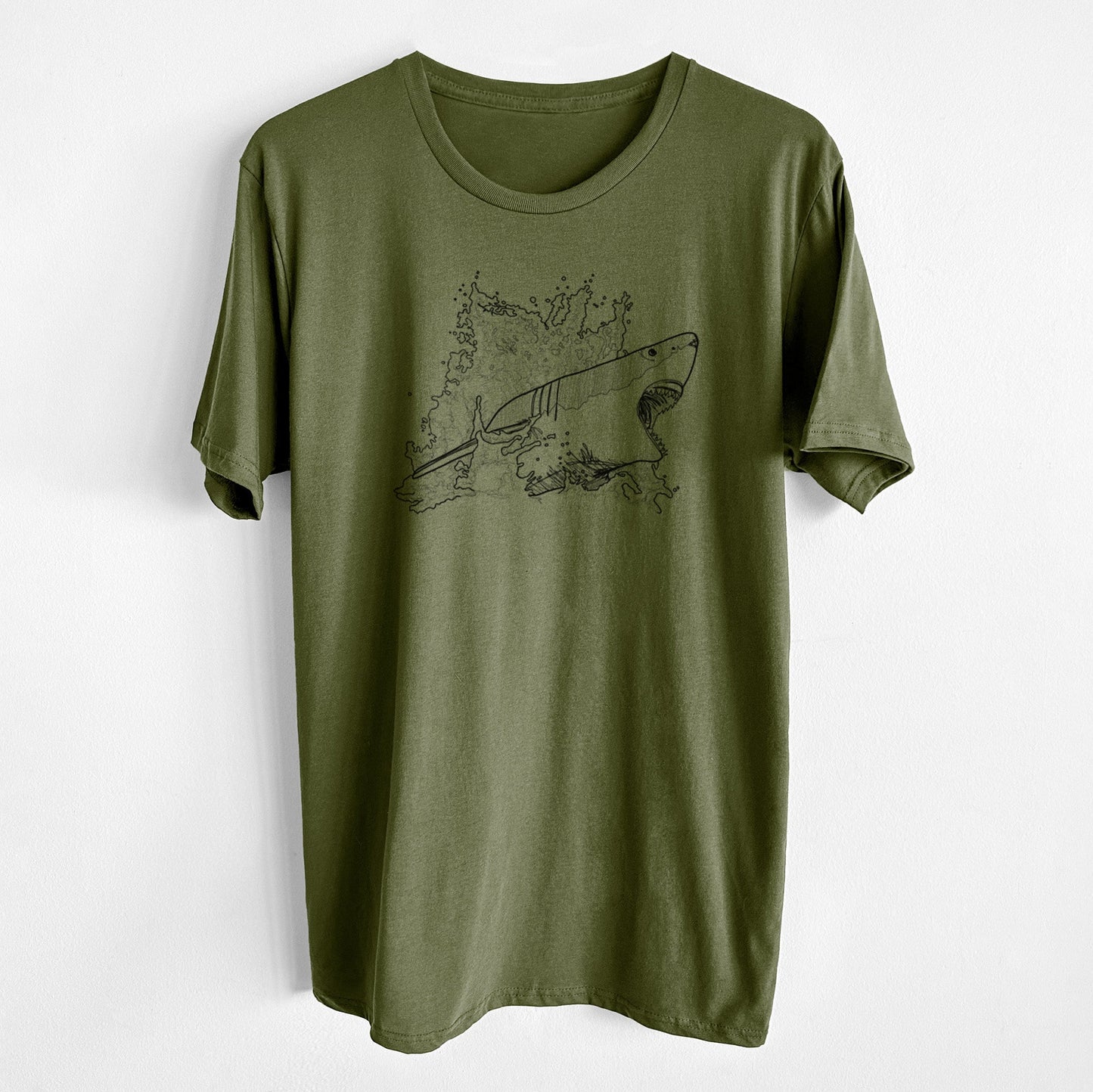 Great White Shark in Water - Unisex Crewneck - Made in USA - 100% Organic Cotton