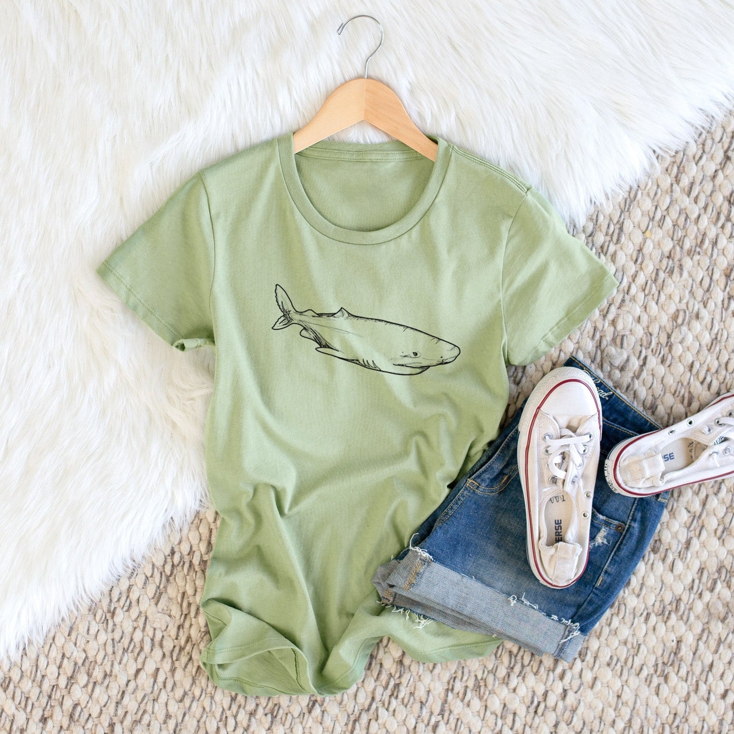 Greenland Shark - Women's Crewneck - Made in USA - 100% Organic Cotton