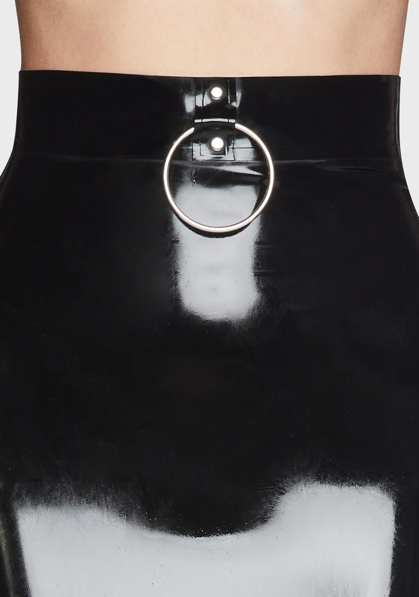 x Bettie Page Black Imogen Latex Pencil Skirt