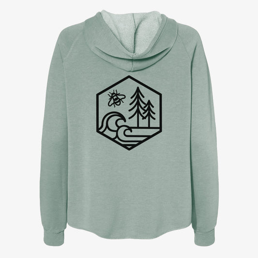 Harmonious Hexagon - Bees, Seas, Trees - Women's Cali Wave Zip-Up Sweatshirt