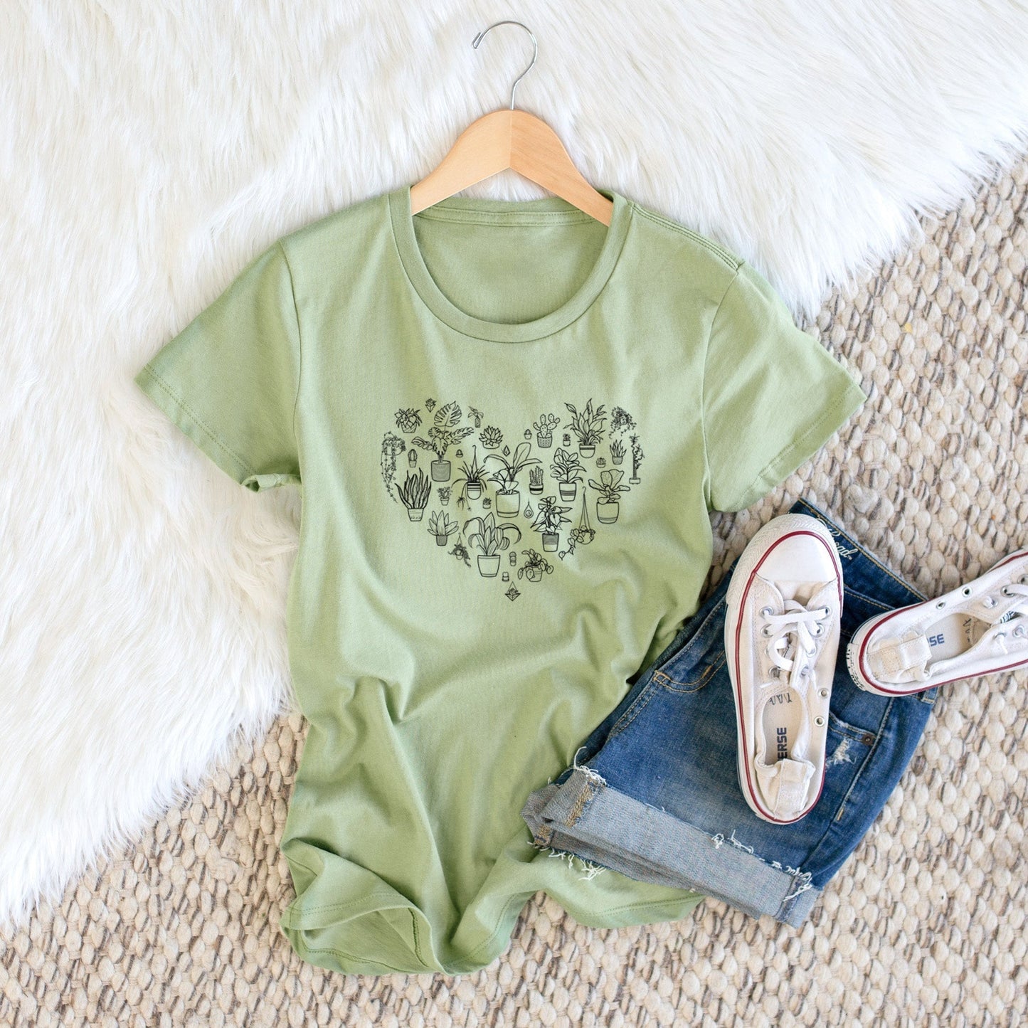 Heart Full of House Plants - Women's Crewneck - Made in USA - 100% Organic Cotton
