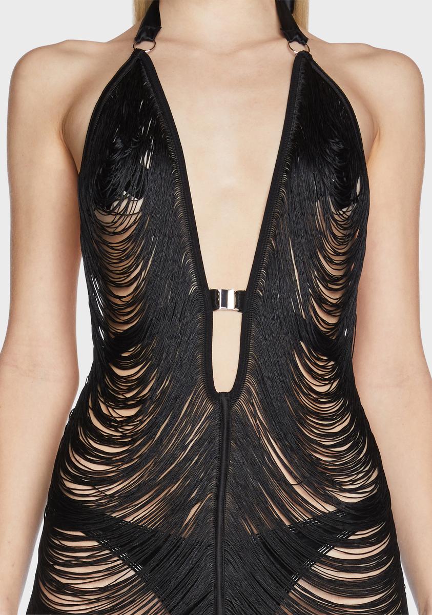 Fringe Benefits Sheer Slip Dress