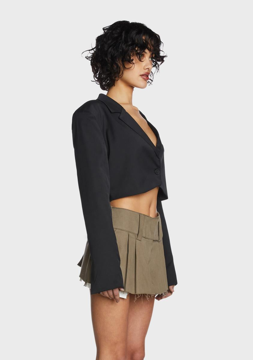 Cropped V-Neck Blazer
