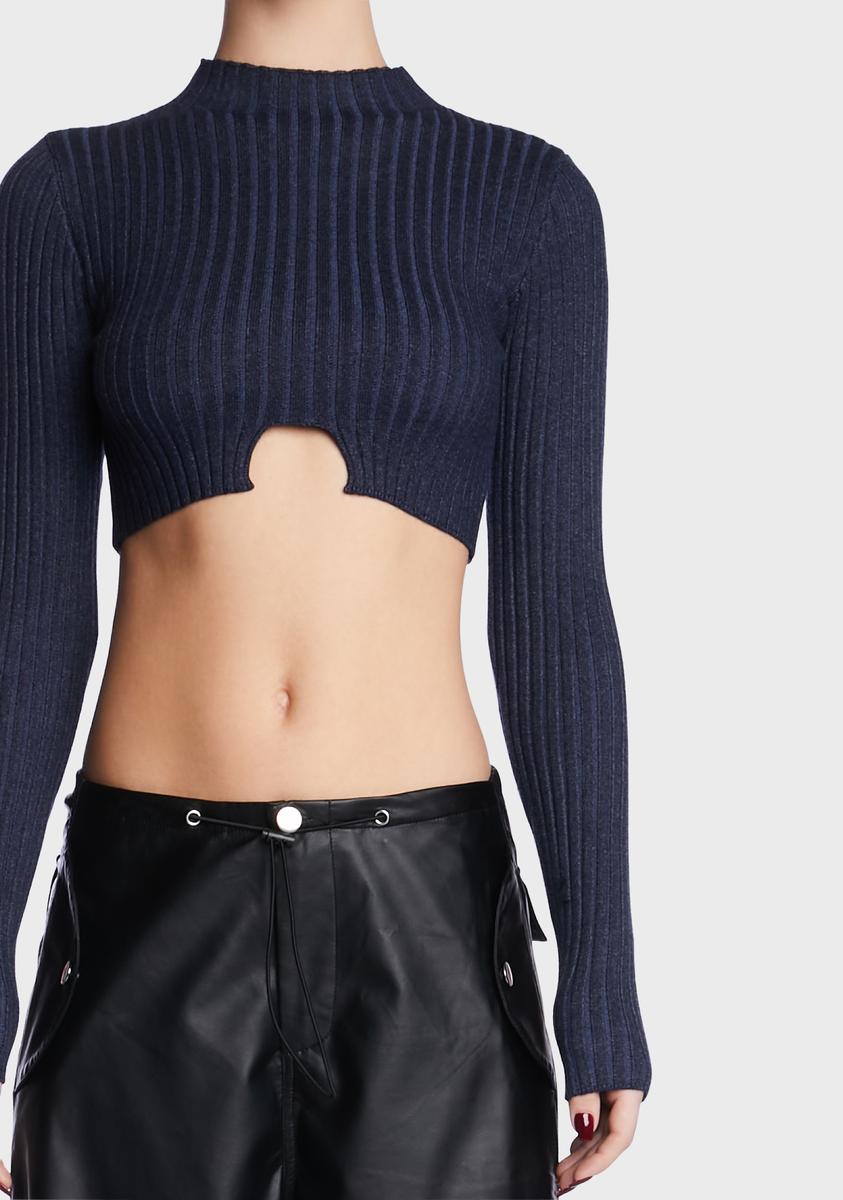 Navy Bonnie Cropped Sweater