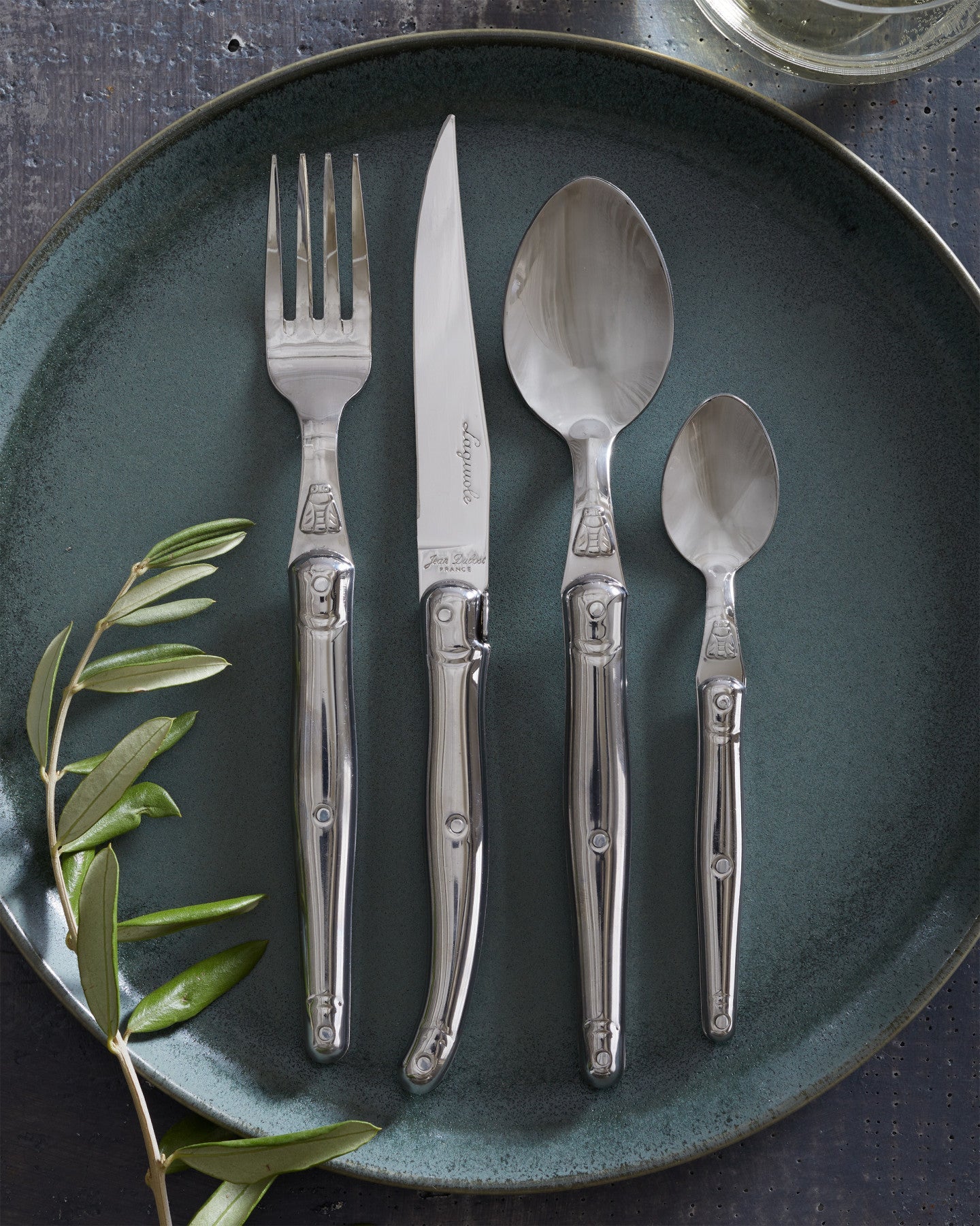 Jean Dubost Laguiole Stainless Steel 24 Piece Flatware Set