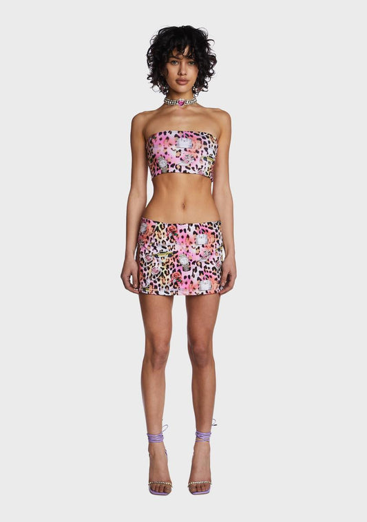 Leopard Print Mini Skirt Set