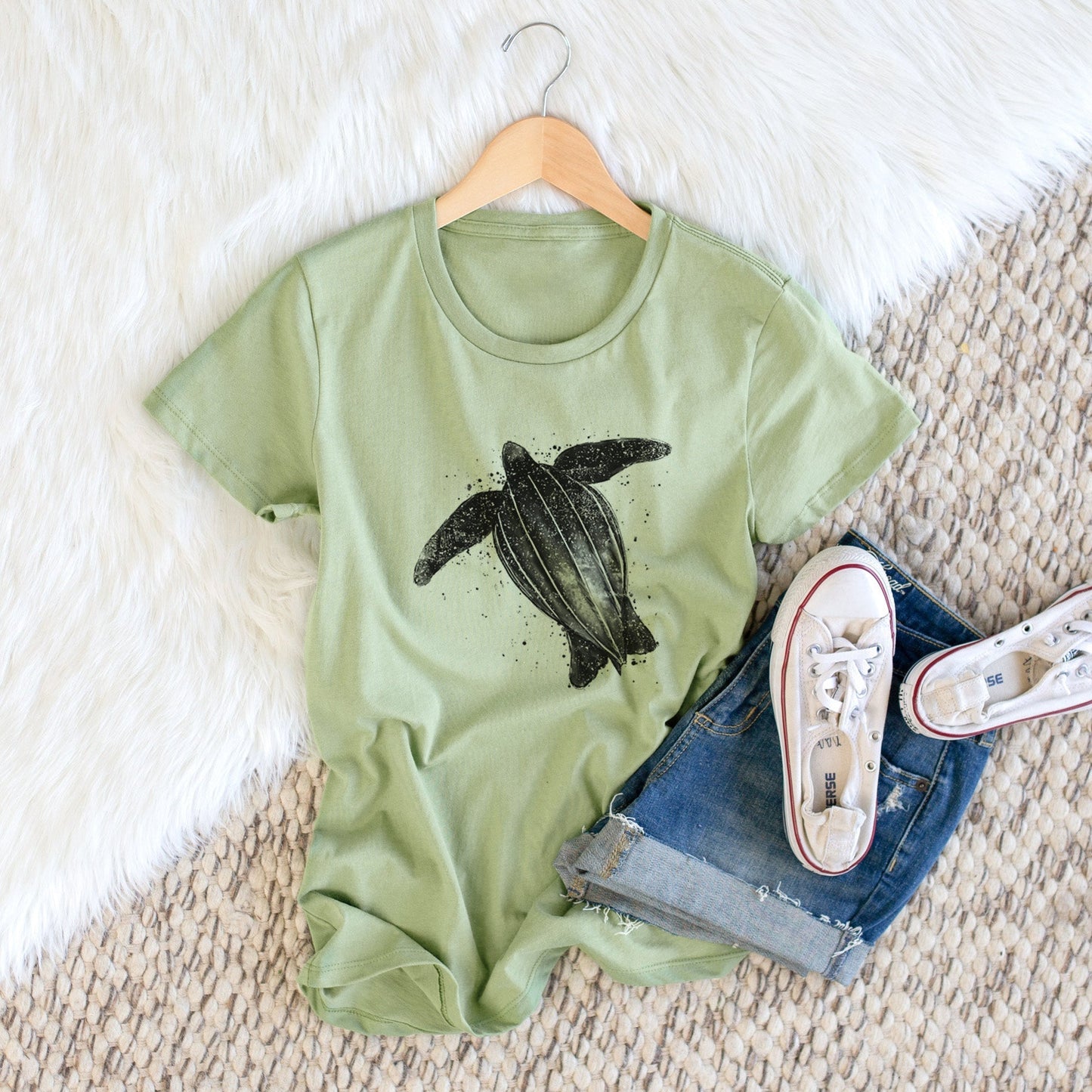 Leatherback - Dermochelys coriacea - Women's Crewneck - Made in USA - 100% Organic Cotton