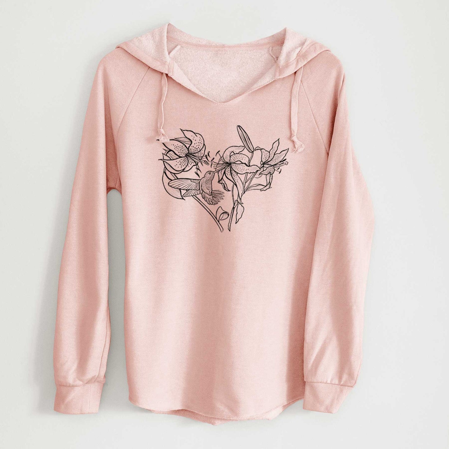 Hummingbird with Lillies Heart - Cali Wave Hooded Sweatshirt