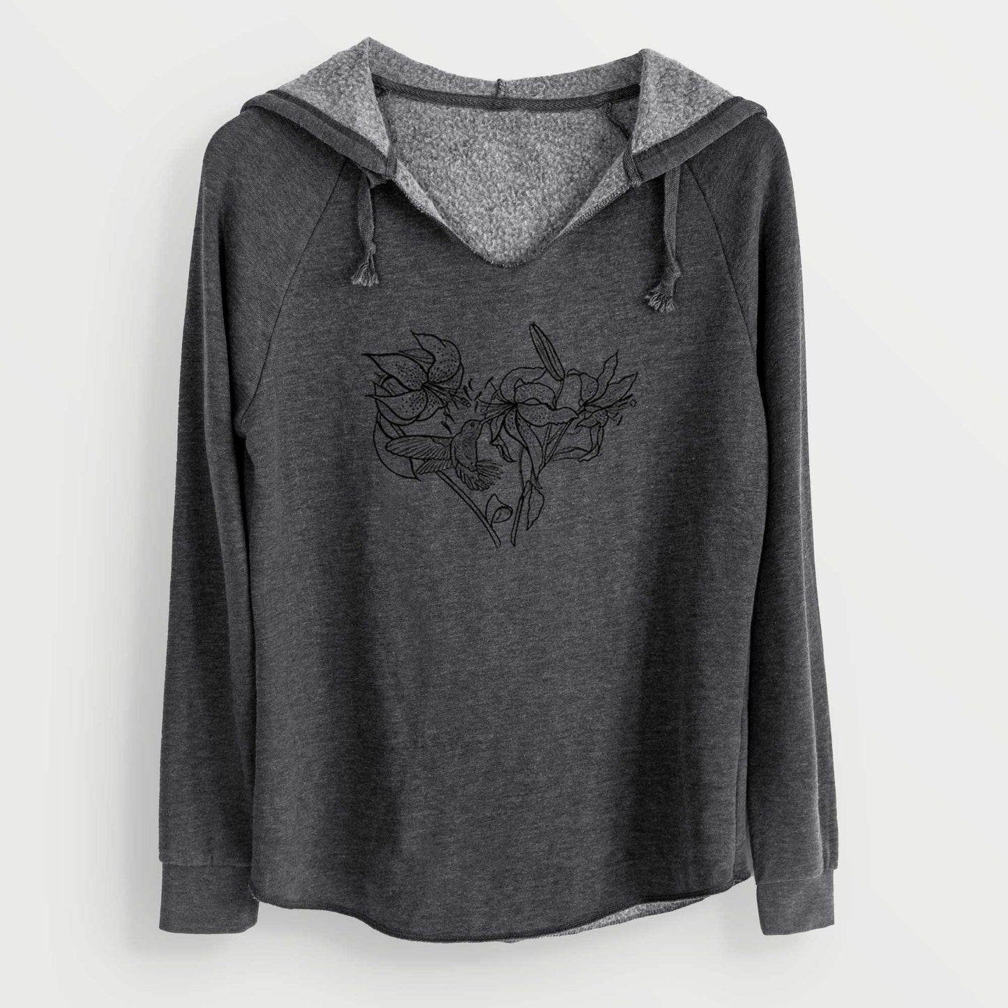 Hummingbird with Lillies Heart - Cali Wave Hooded Sweatshirt