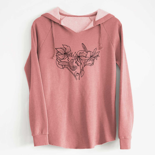 Hummingbird with Lillies Heart - Cali Wave Hooded Sweatshirt