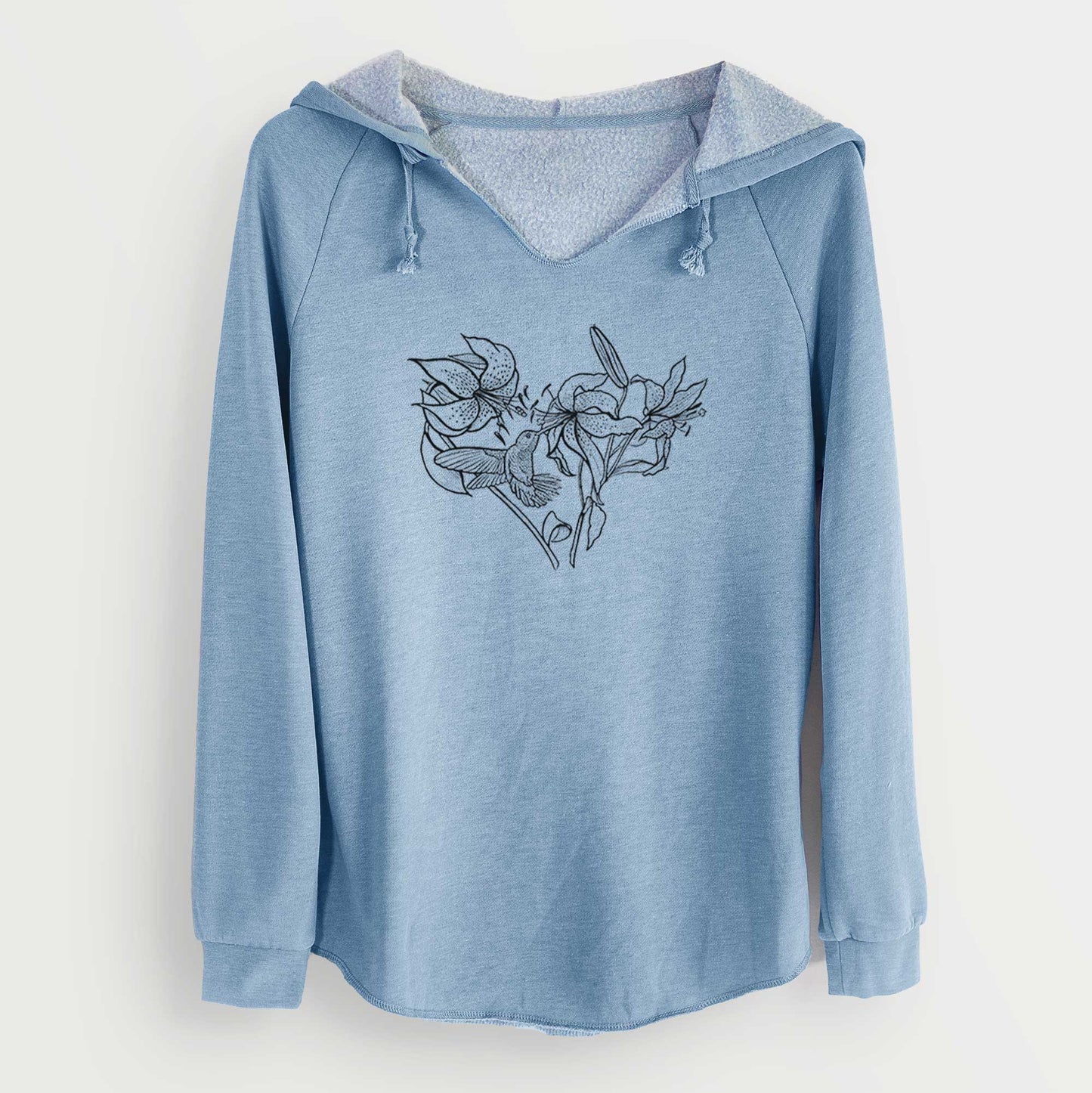 Hummingbird with Lillies Heart - Cali Wave Hooded Sweatshirt