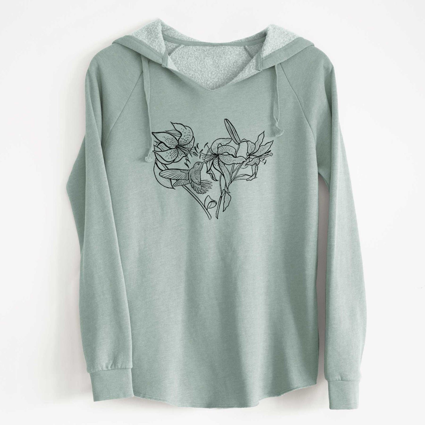 Hummingbird with Lillies Heart - Cali Wave Hooded Sweatshirt