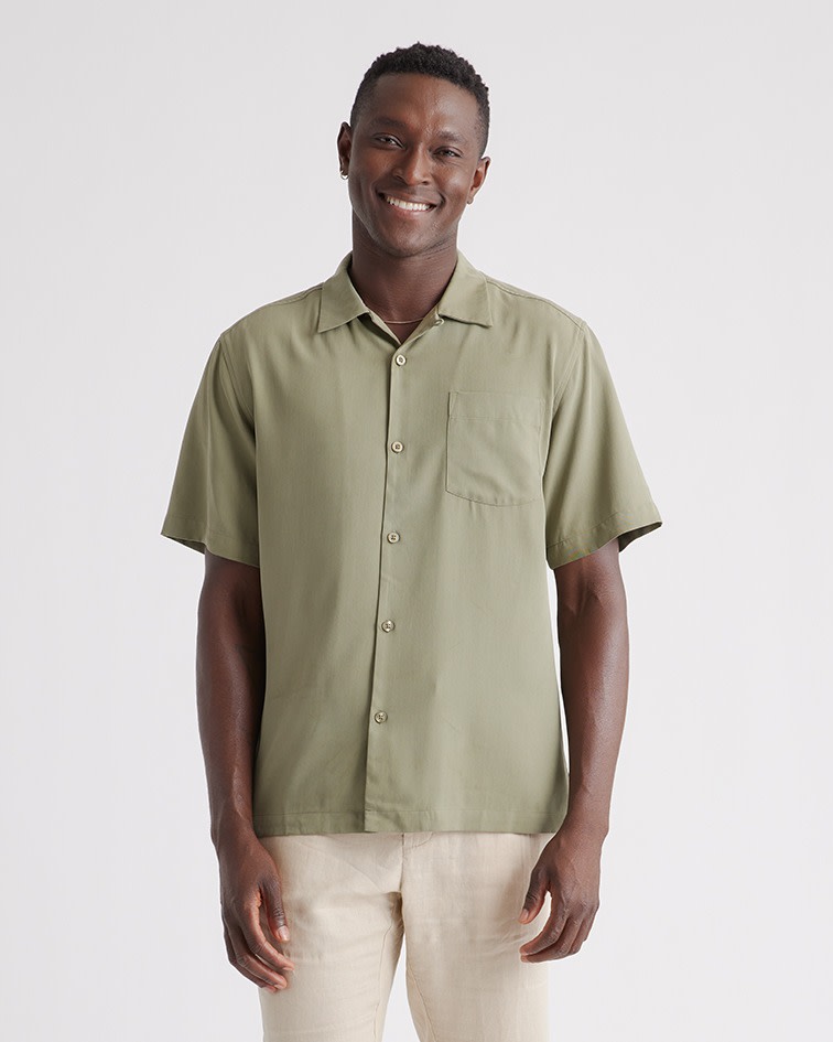 100% Silk Twill Short Sleeve Camp Shirt