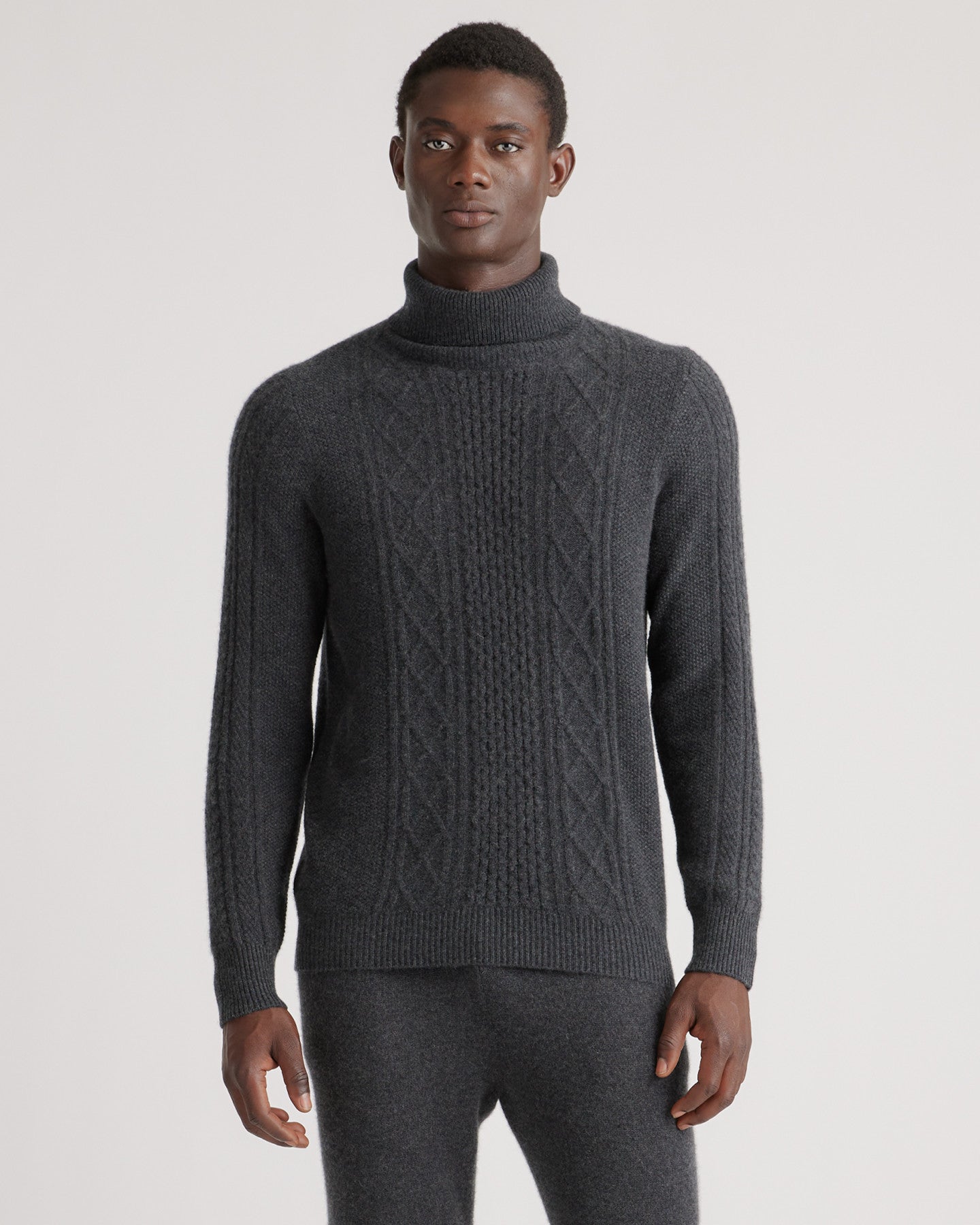 Mongolian Cashmere Cable Turtleneck Sweater