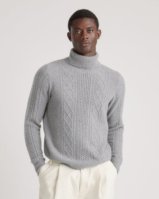 Mongolian Cashmere Cable Turtleneck Sweater