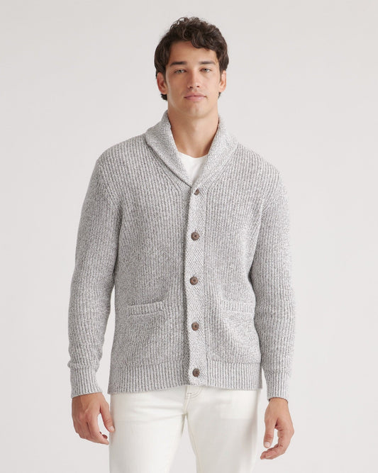 100% Organic Cotton Shawl-Collar Cardigan Sweater