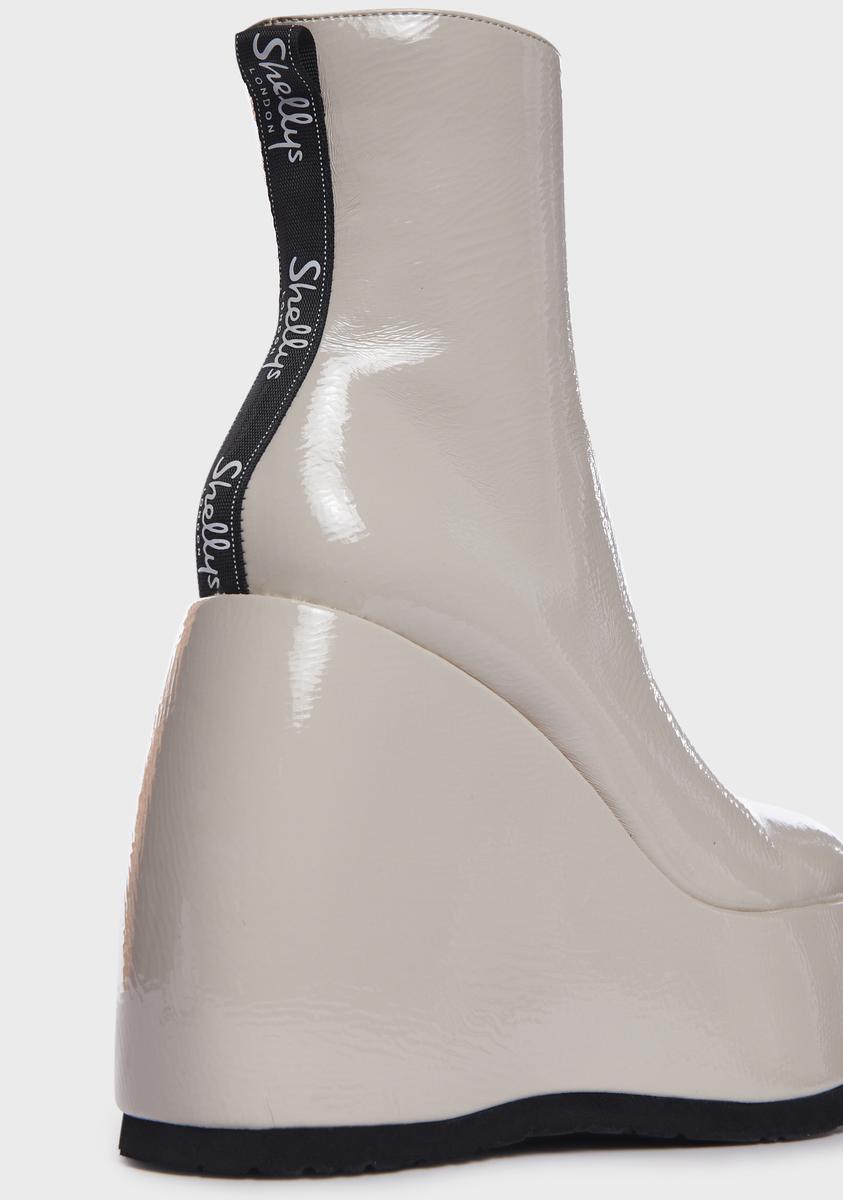 Cream Roxanne Wedge Ankle Boots