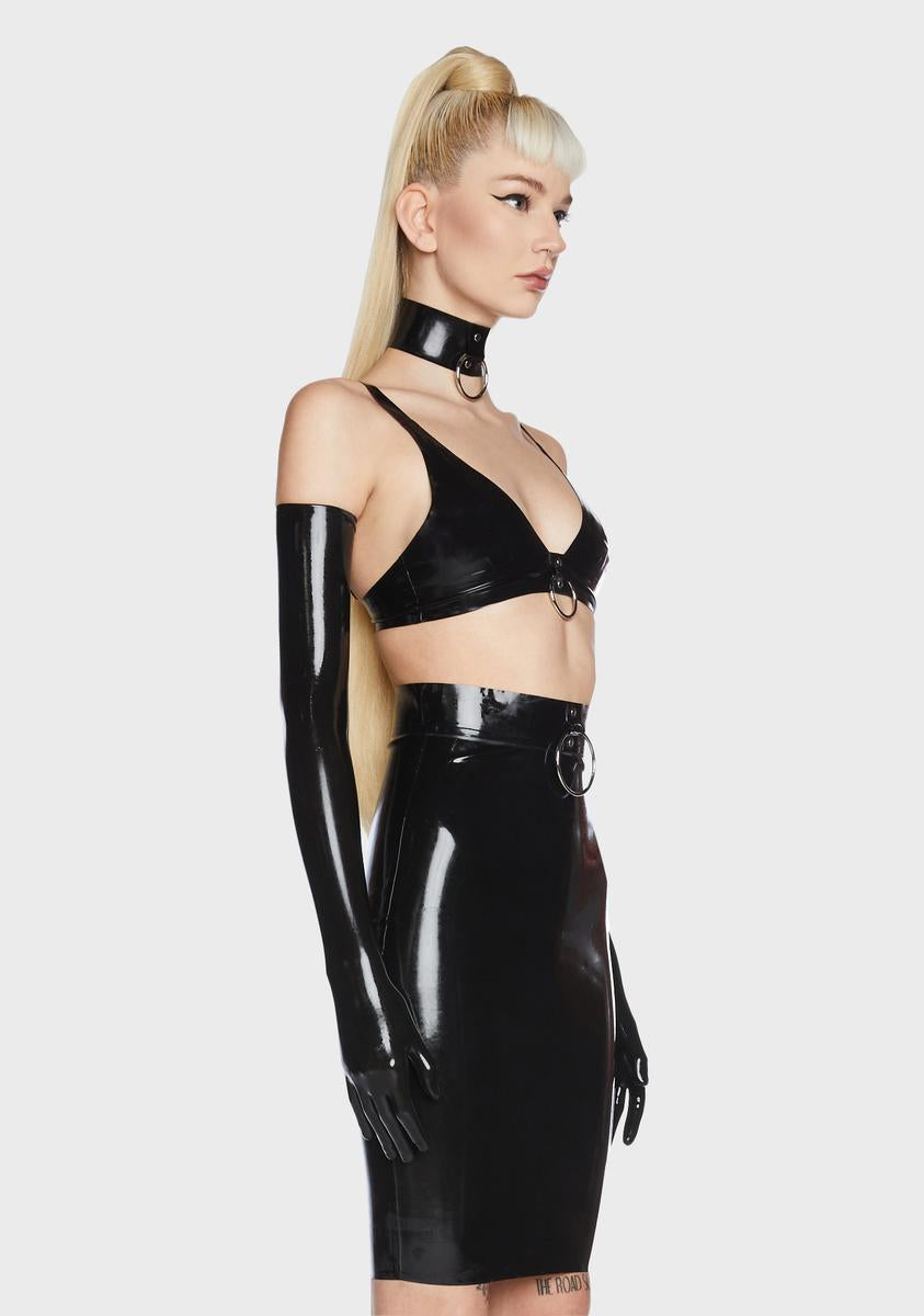 x Bettie Page Black Imogen Latex Bra