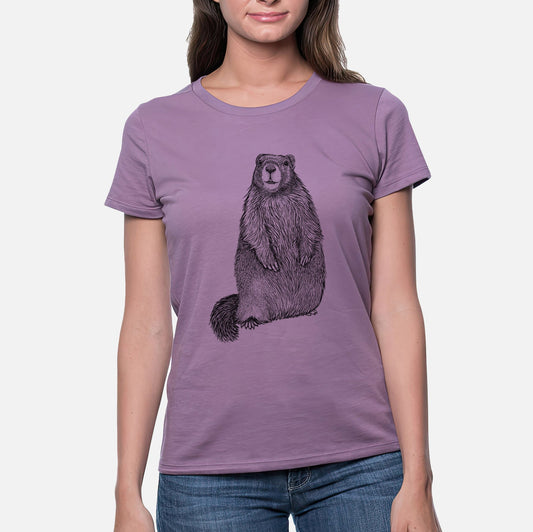 Yellow-bellied Marmot - Marmota flaviventris - Women's Crewneck - Made in USA - 100% Organic Cotton