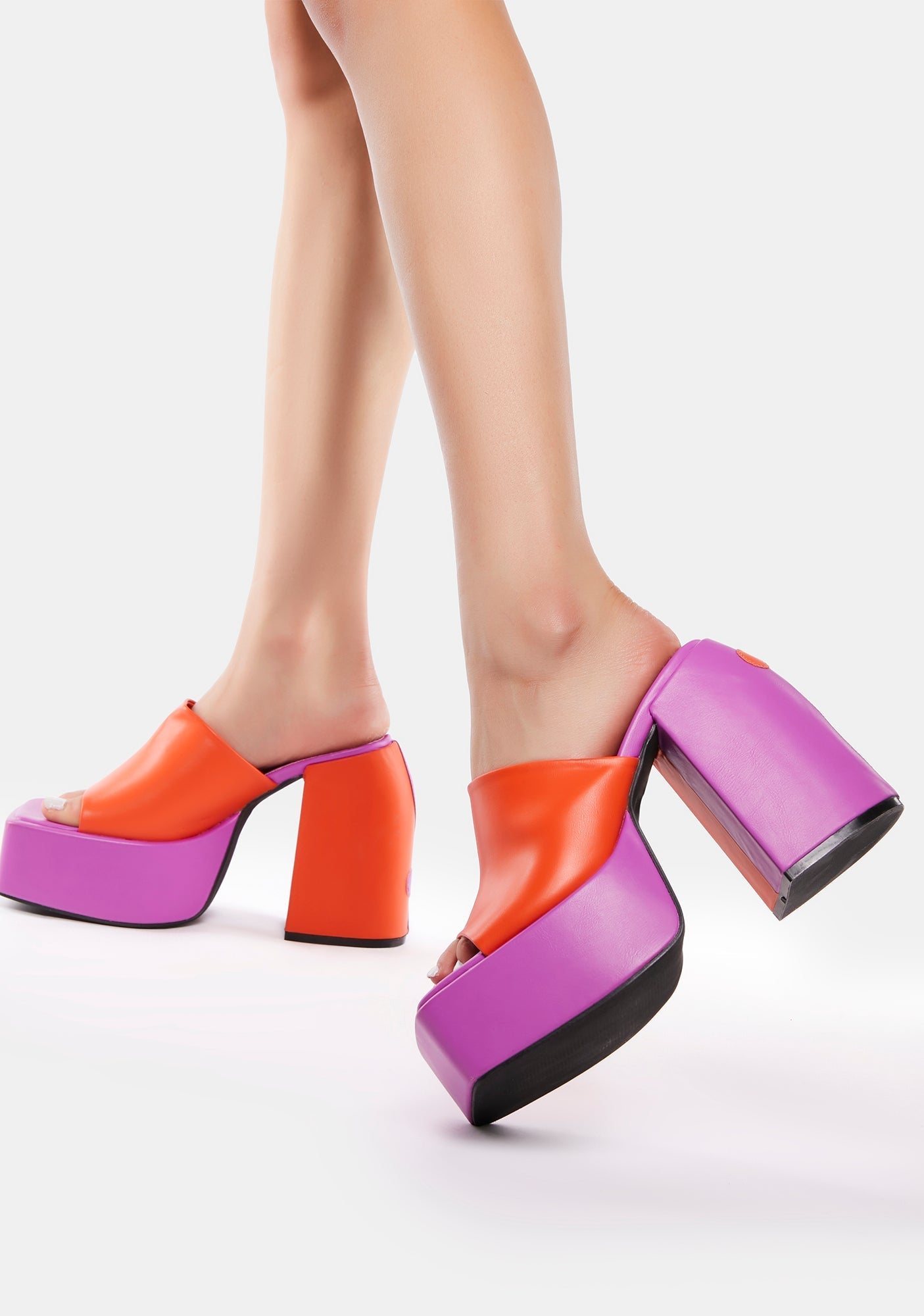 Purple Yin Yang Platform Mules