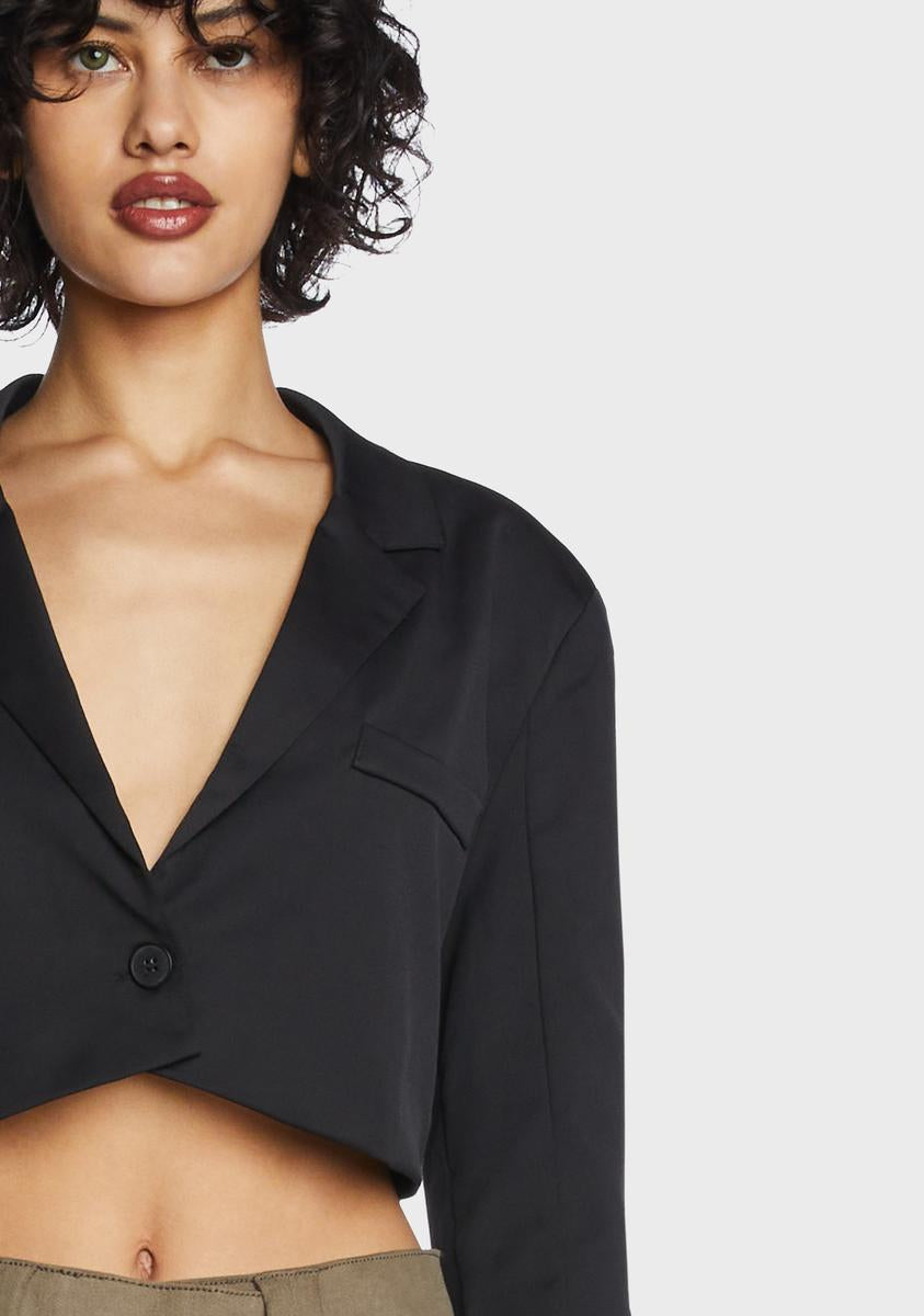 Cropped V-Neck Blazer