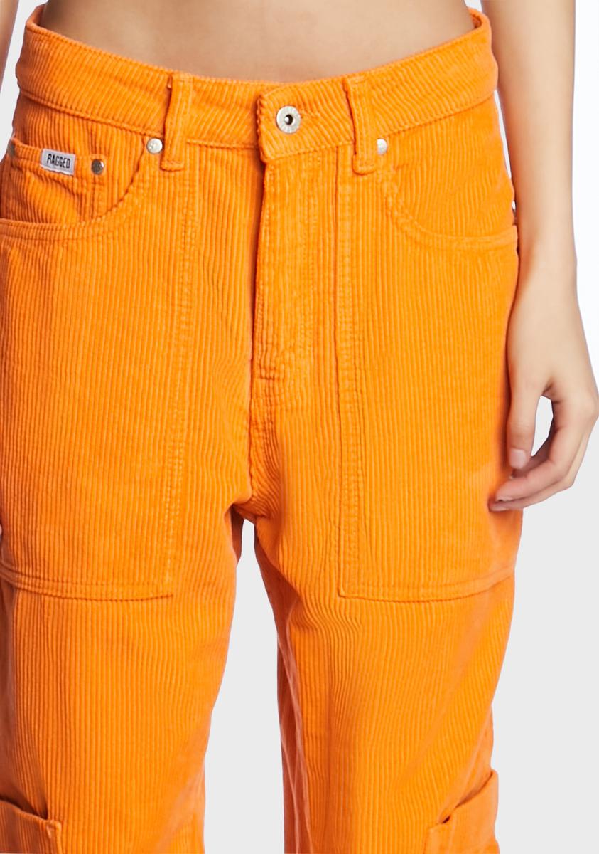 Orange Cord Combat Jeans